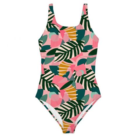 Sport Swimsuit Rana Collage Leaves Pink