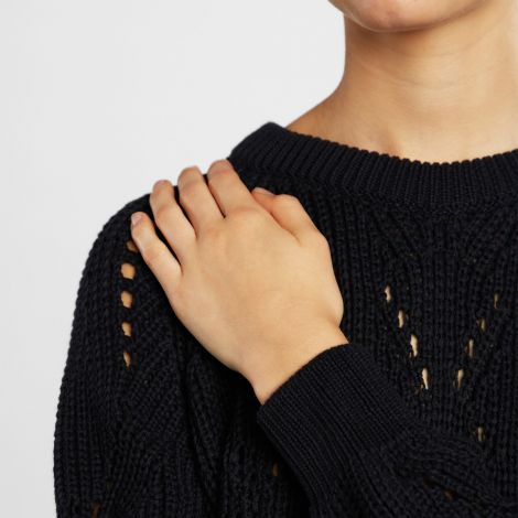 Sweater Ockelbo Pointelle Knit Black