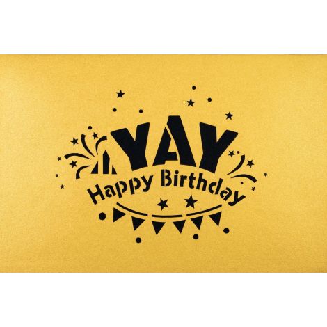 3D Pop-up Karte YAY Happy Birthday schwarz gold