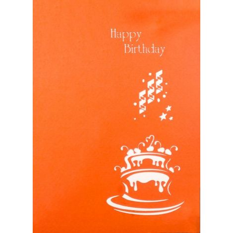 3D Pop-up Karte Geburtstagstorte 2 orange Happy Birthday