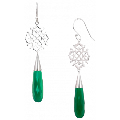 Filigree with Stone Statement Earrings Silver