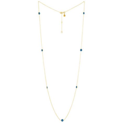 Round Stones Dotted Long Necklace Gold