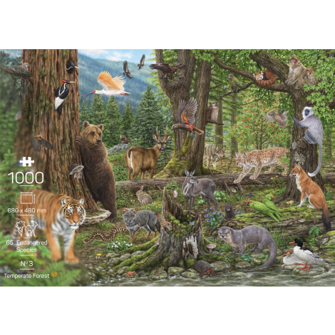 1000 Teile Puzzle Endangered Species Nr. 3: Temperate Forest