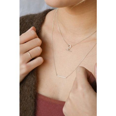 Sterling Silver Squared T-Bar Toggle Choker Necklace