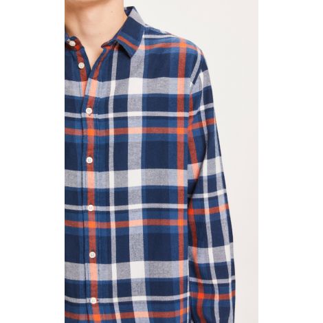 LARCH casual fit checked flannel shirt - GOTS/Vegan 1001 Total Eclipse